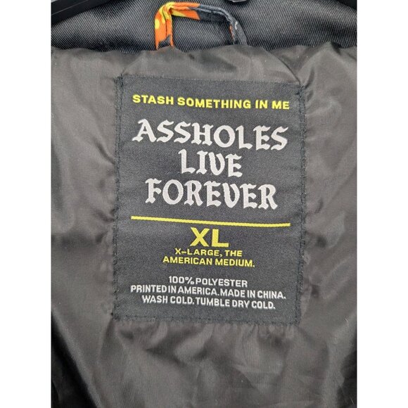 A**holes Live Forever Puffer Jacket Size XL Zip Up Spell Out Gorpcore Streetwear - Picture 8 of 12